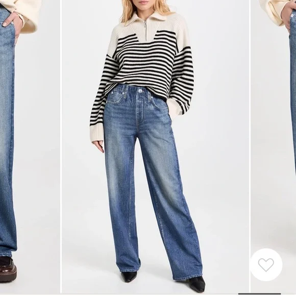 Rag & Bone Miramar Wide Leg Jeans in Lenox Blue - Picture 3 of 5